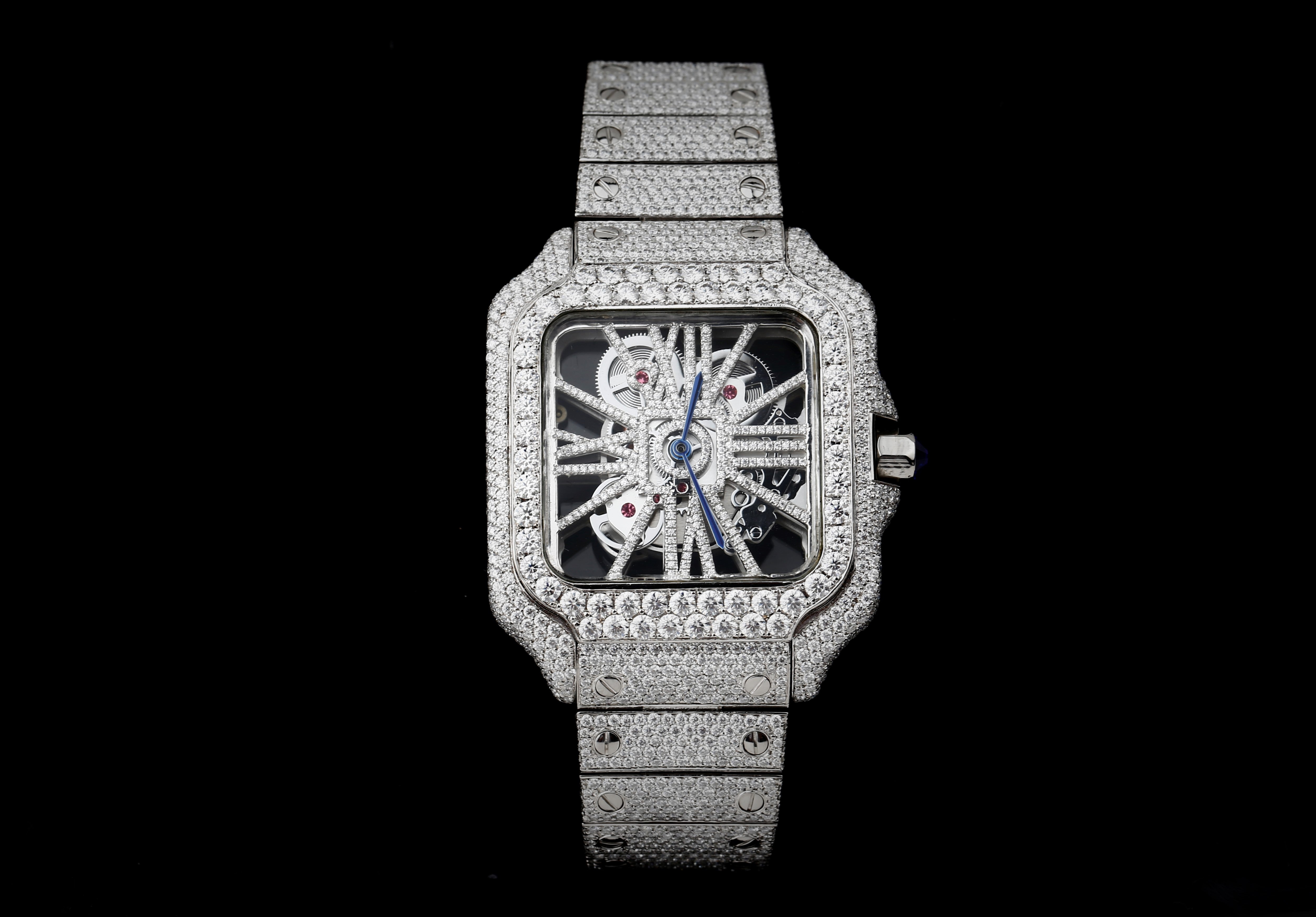 Luxury Cartier Watch in Real VVS Moissanite Diamond Watch, Handmade Stainless Steel Watch For Men/Women